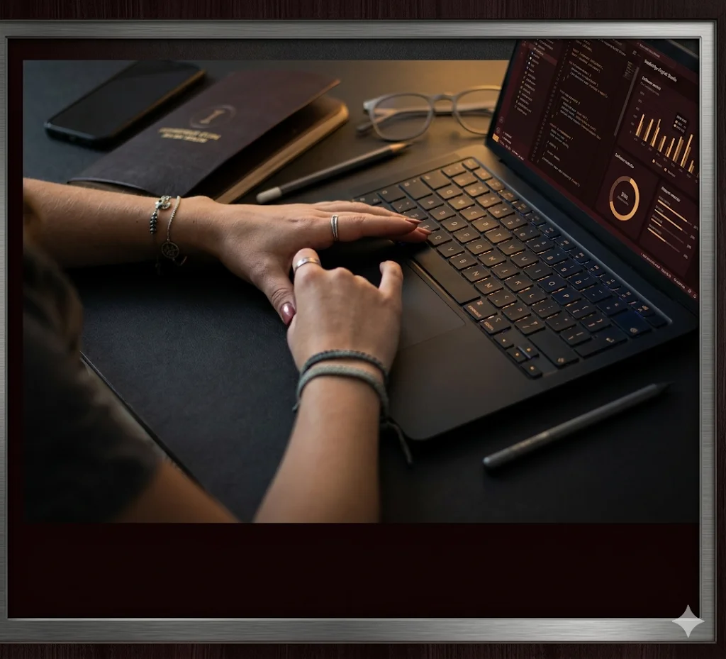Ironbridge Digital Studio web designer building a bespoke website for a Shropshire small business on a professional laptop